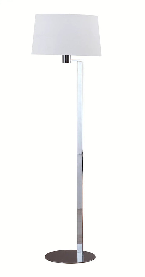 60 Inch Urban Modern Floor Lamp With Chrome Finish Space Saver Bridge And Drum Shade For Living Room Or Office Rock Solid Weighted Base