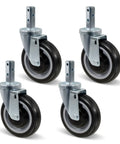 Heavy Duty 5 Inch Swivel Caster Wheels Set Of 4 Built Like A Tank For Heavy Loads Featuring Smooth Polyurethane Treads and Square Stem