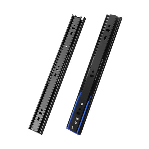 Heavy Duty Wide Buffer Drawer Slide Rails 16 Inch Black Steel Ball Bearing Guide Three Section Rebound Designed For Soft Close