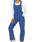 Women's Go To Snow Bibs Insulated Waterproof Overalls For Snowboarding And Skiing, blue with adjustable straps.