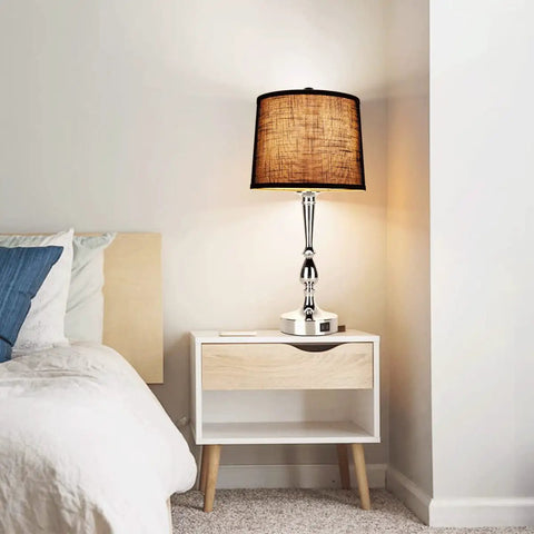 Must Have Modern Bedside Lamps Set Of 2 24.8 Inch Tall With Dual USB Ports 3 Way Touch Dimming Nightstand Lamps for Bedroom Bedside Setup