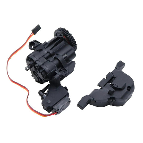 Dual Speed RC Gearbox With Servo And Internal Gears For 1 To 10 RC Crawler Upgrade Parts TRX4 TRX6, shown with plastic housing