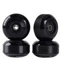 52mm Skateboard Wheels With Bearings And Preinstalled Spacers 90A Black Polyurethane Pack Of 4, beginners cruising.