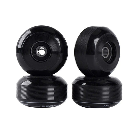 52mm Skateboard Wheels With Bearings And Preinstalled Spacers 90A Black Polyurethane Pack Of 4, beginners cruising.