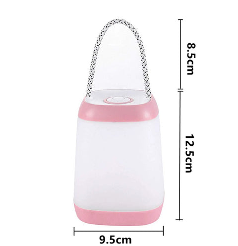 USB Rechargeable Night Light For Kids, Portable Camping Lantern with pink design, dimensions 12.5cm x 9.5cm, 1 Pack
