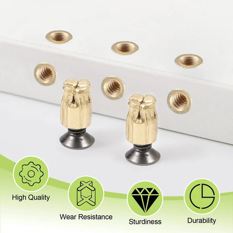 Cabinet Hinge Dowel Set With 50 Expansion Pins And Screws, Carbon Steel, Rust Resistant, Preinserted Pins For Quick And Easy Cabinet Door Mounts, DIY Friendly Gold Finish Fasteners For Strong Secure Installation, 6mm x 8.6mm