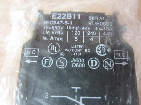 Che22B11 Black Contact Block Fits Cutler Hammer Breakers Built Tough As Nails Plug N Play Ready Works Tight For Industrial Panels close-up view of electrical specifications