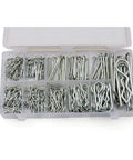250 Piece Cotter Pin And Hairpin Assortment Kit With Zinc Plated Steel Pins And R Clips Includes Common Sizes Like 1.6x25mm Through 4x60mm Cotter Pins And Multiple R Clip Sizes For Quick Gear Fixes in storage box