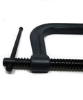Close-up of Beefy C Clamp With Eight And A Quarter Inch Opening And Four And Fifteen Sixteenths Inch Throat Delivers Six Thousand Nine