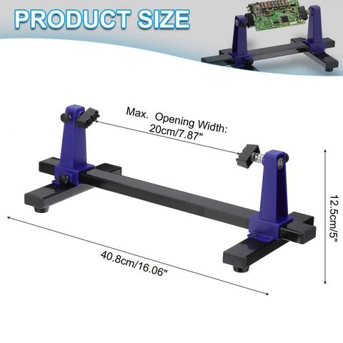 Adjustable PCB Holder With 360 Degree Rotation For Circuit Board Soldering And Desoldering Repair, Metal Base, 40.8 cm, Blue