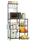 Espresso Bakers Rack With Storage For Coffee Bar And Kitchen Station Shelves Top Surface For Small Appliances 8 Hooks And Baskets