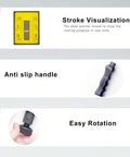 Diagram showcasing features of Pro Grade Rivet Nut Tool Kit With Sixteen Inch Gun, including stroke visualization and easy rotation.
