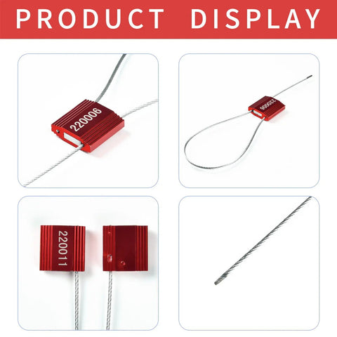 100 Heavy Duty Red Steel Cable Seals Rock Solid Security Ties Anti Tamper Truck Container Locks Adjustable Self Locking Shipping Tags Numbered Id Design Keeps Your Freight Locked Down Tight Out On The Road Today