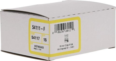 Box of Wide Channel Metal Mirror Clips Set For Hanging Mirrors And Framed Photos, 15-Piece Silver, 1/4 In By 1 In By 1-1/2 In Clips