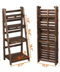 Industrial 4 Tier Bookshelf Freestanding Rustic Display Bookcase Storage Rack with foldable frame and shelves, dimensions shown.