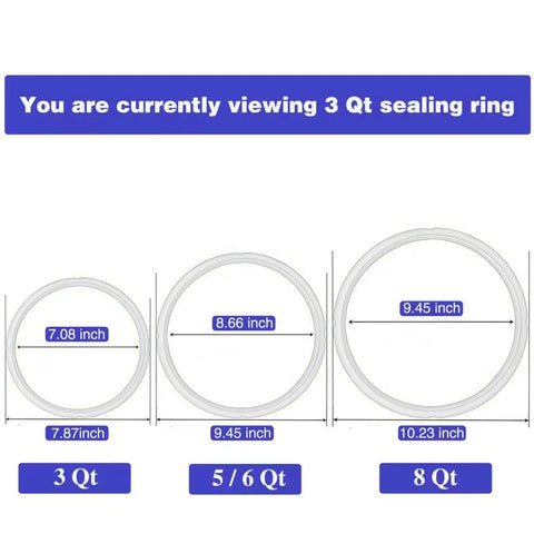 Mini 3 Qt Instant Pot Sealing Ring Set With Float Valve Caps 2 Pack Compatible With Duo Plus 3 Quart, 3 Qt ring size chart