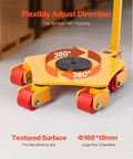 Heavy Duty Machine Skate With 8800 Lbs Capacity, 360 Degree Rotation Cap, PU Swivel Rollers in warehouse close-up view