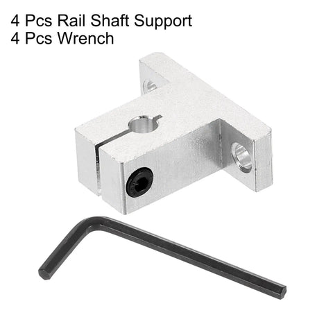 SK6 Aluminum Linear Rod Rail Shaft Support 4 Pcs Set For 6mm Diameter Shaft With Rhombus Clamp shown with wrench
