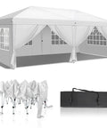 Party Ready Pop Up Canopy Tent 10x20 Feet With Six Sidewalls Easy Setup No Tools Needed Portable Outdoor Gazebo Shelter