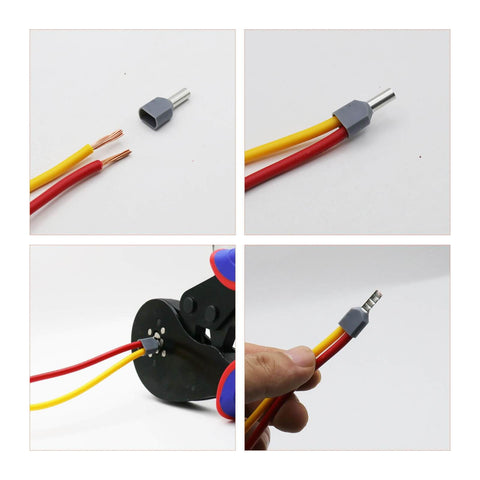1200-Piece Wire Ferrule Kit With 900 Single Line Ferrules And 300 Twin Barrel Ferrules For Stripped Wire Ends 0.5 To 16mm2 AWG 6 To 22