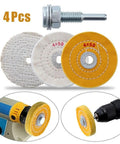 Get These 4 Inch 4 Pack Cotton Buffing Wheels For Your Electric Drill To Shine Stainless Steel Aluminum And Jewelry Fast Without Scratches with varied detail.