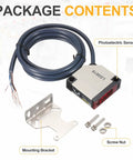 Go To Diffuse Reflection Photoelectric Sensor For Industrial Automation 12 To 240V DC Or 24 To 240V AC Five Line Detection Range 100 To 300mm NPN PNP NC And NO With Mounting Bracket, sensor with cable and bracket