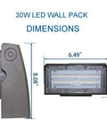Two Pack 30W LED Wall Pack With Dusk To Dawn Photocell Adjustable Head dimensions and side view