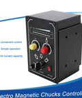 Heavy Duty External Controller For Lathe Electromagnetic Chucks With 0 To 100V DC Adjustable Magnetic Pull And Bright LED Readout showing adjustable controls and 5A capacity.
