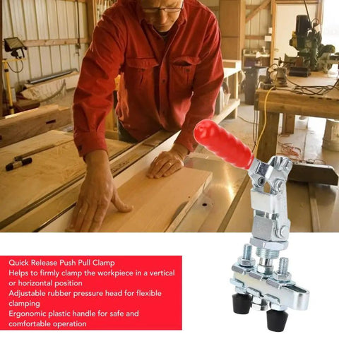 Beefy Push Pull Toggle Clamp With Double Head And Quick Release Heavy Duty 39Mm Stroke 136 Kg Clamping Force For Welding And Fixtures Dual Pressure Heads With Rubber Pads For Vertical Or Horizontal Hold, wood clamp in workshop