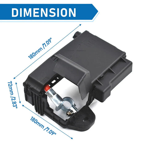 High Octane Fuse Box Battery Terminal With Durable Cover compatible with 2011 to 2015 Chevy Cruze, showcasing dimensions.