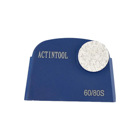 Front view of blue Diamond Trapezoid Metal Bond Grinding Segment for Concrete Surface Prep on Lavina Onfloor EDCO Pack of 3