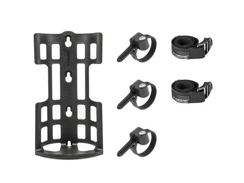 VersaCage Adventure Cage with adjustable mounting system, VersaMount clamps, and straps for dry bags and sleeping bags.