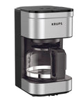 Compact Five Cup Coffee Maker With Stainless Steel Design And Pause And Brew Function Keep Warm Reusable Filter Drip Free Carafe Perfect For Small Kitchens Or Offices, side view