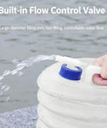 Collapsible Water Storage Container With Spigot 3L 5L 10L Foldable Clear Water Jug With Handle Leakproof in use near water