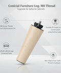 Conical Furniture Leg Replacement Kit With M8 Thread, Easy Tool-Free Install for Sofa, Cabinet and Chair Repair, Durable PP and Metal, 5.9 x 2.2 Inches, 1 Pack shown with features