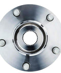 Front view of Front Wheel Bearing And Hub Assembly With ABS 5 Lug 2pc Set For Mazda 3 Sport And Mazda CX3 Low Runout Quiet Ride Fits AWD And FWD Durable Long Lasting Performance Ready For Daily Driving.