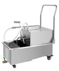 Heavy Duty 55 Gallon Mobile Fryer Oil Filter Cart With 8.45 Gpm High Speed Filtration And 20 Micron Stainless Steel Separator side view with hose
