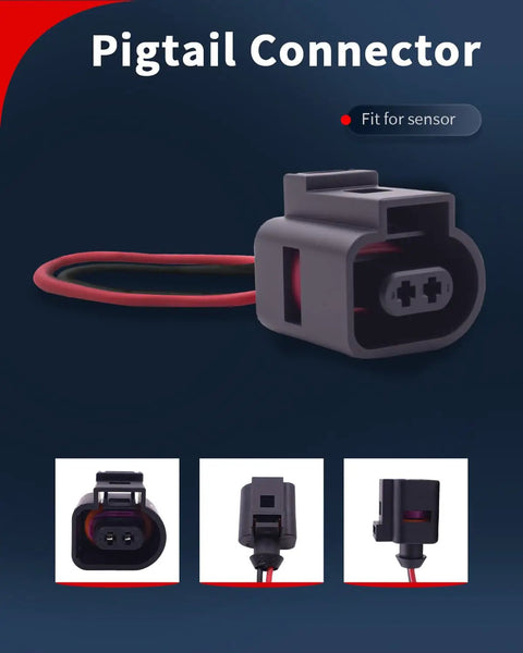 Pigtail connector for 2 Pin Engine Coolant Temperature Sensor for Audi and VW Cars Water Temperature Sensor Compatible With A3 A4 A5 A6 A7 A8 Q3 Q5 Q7 R8 S5 Beetle Jetta Passat Tiguan Atlas Porsche With Connector For Your Daily Driver