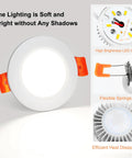 2 Inch LED Recessed Lighting Kit Dimmable Downlight 3W 35W Halogen Equivalent CRI80 5000K Daylight White features and close-ups
