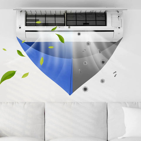 Waterproof Air Conditioner Cleaning Bag for Wall Mounted Mini Split Units, Heavy-Duty EVA Cover with 2m Hose, Style A Blue installed