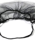 Black disposable honeycomb beard net, 18-inch, from 200 pack. Breathable food service beard cover for hygiene.