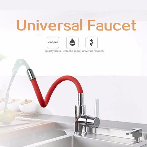 ZBSAVFM Rotating Black Kitchen Faucet with Silica Gel Nozzle Hot & Cold Water Mixer showing flexible red spout and modern design.