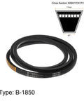 Bulletproof V Belt Drive Belt 1880Mm Inner Girth 17Mm Top Width Neoprene Rubber power transmission belt in black with specific dimensions.