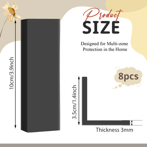 Easy Install Self Adhesive Rubber Corner Protectors For Baseboards And Walls Cushioned Edge Guards 8 Pack