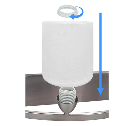 Modern Three Light Bathroom Vanity Light Fixture In Brushed Nickel With Glass Globes Reversible Mounting Up Or Down For Bathrooms