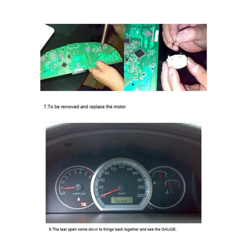 Instrument Cluster Stepper Motor Repair Kit X27 168 shown during installation process for Chevy Silverado and GMC vehicles.