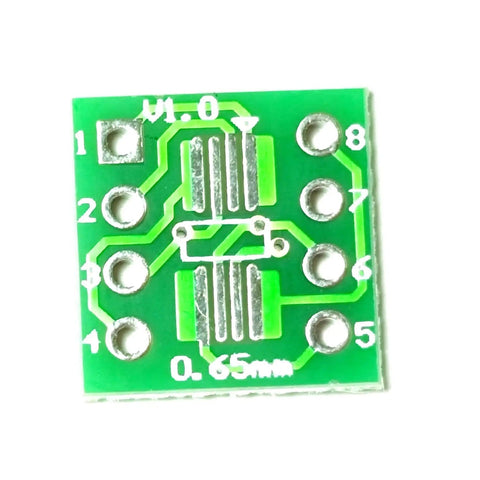 SOP8 To DIP8 PCB Adapter Kit With FR4 Prototyping Board, Double-Sided Gold-Plated Pins, 0.65mm Pin Pitch, green printed circuit board