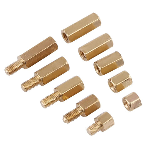 Three Millimeter Brass Standoff Kit For PCBs And DIY Electronics With Hex Male And Female Ends For Reliable Spacing And Grounding