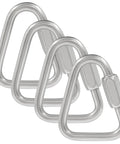 Four Pack 316 Stainless Steel Triangle Locking Quick Connectors Three Sixteenth Inch M5 Quick Links Heavy Duty Durable Chain Connectors