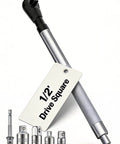1/2-Inch Offset Extension Wrench For Tight Spots, Impact Ratchet Extender For Electric Drill with 3/8 and 1/4 adapters shown